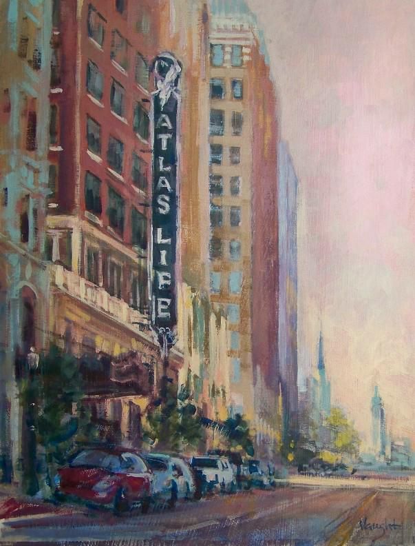 603x792 Celeste Vaught's Painting Of The Atlas Life Building, Downtown - Architecture Art Painting