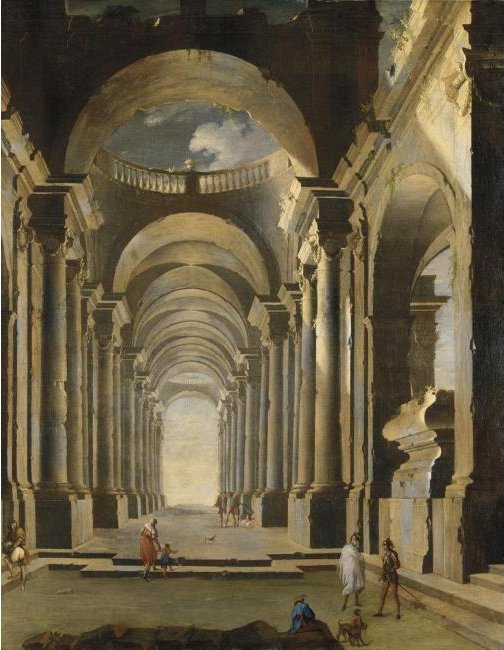504x650 Filearchitecture With Figures, Oil On Canvas Painting By Leonardo - Architecture Painting