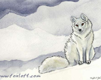 340x270 Fox Stack Painting Print Fox Art Wall Art Animal Stack - Arctic Fox Painting