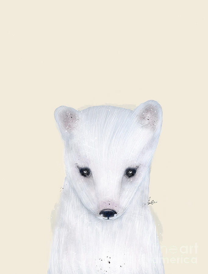 682x900 Little Arctic Fox Painting By Bleu Bri - Arctic Fox Painting