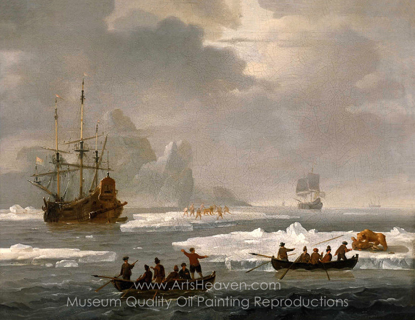 820x632 Reproduction Painting Wigerus Vitringa A Bear Hunt In The Arctic - Arctic Painting