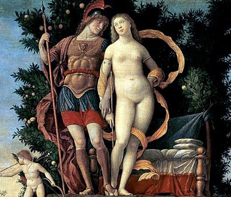 470x400 The Parnassus. Mars (Ares) And Venus(Aphrodite) And Dancing - Ares Painting
