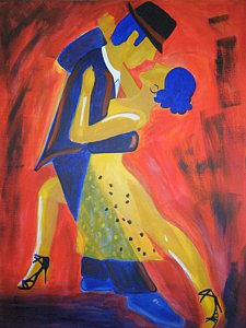 225x300 Argentine Tango Painting By Tatiana Baze - Argentine Tango Painting