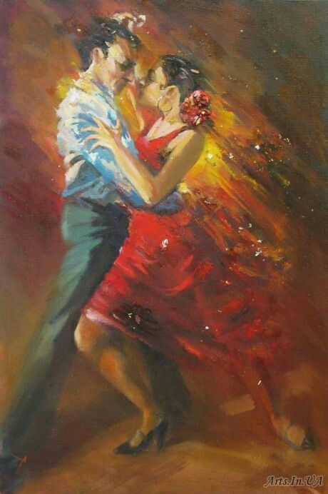 460x692 Dancing With Can'T Get Over First Love Dance - Argentine Tango Painting