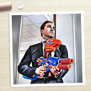 300x300 Ari Gold Entourage Paint Gun Poster Painting Canvas Art Print - Ari Gold Painting