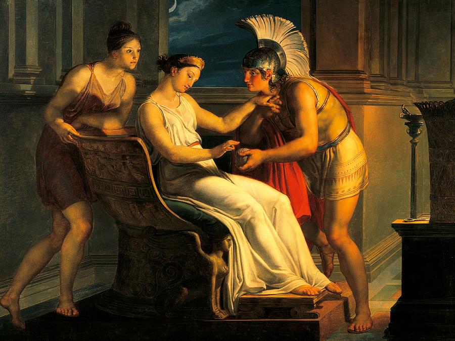 900x675 Ariadne Giving Some Thread To Theseus To Leave Labyrinth Painting - Ariadne Painting