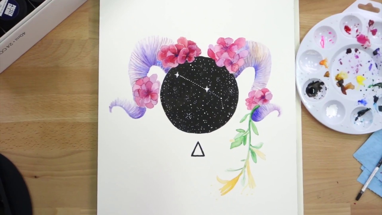 1280x720 Aries Watercolor - Aries Painting