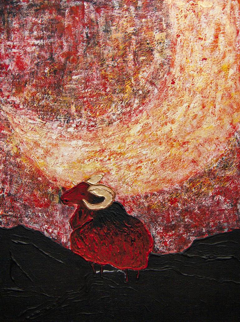 770x1030 Saatchi Art Moon In Aries Painting By Evgenia Chernova Drabkina - Aries Painting