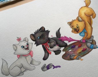 340x270 Aristocats Print Etsy - Aristocats Painting