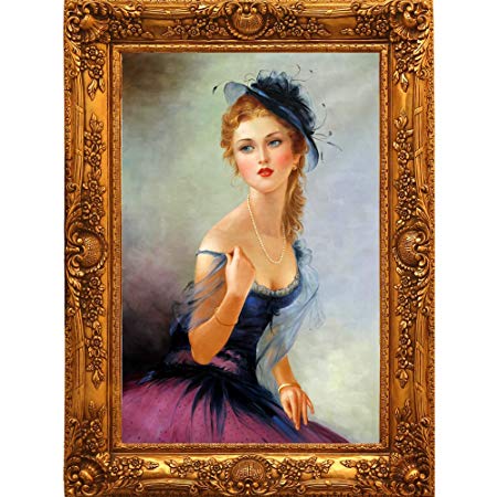 450x450 Hand Painted Aristocrat Girl Oil Painting On Canvas Wall Art Ready - Aristocrat Painting