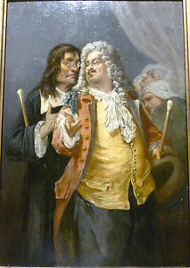 213x300 Oil Wood Panel Painting Illegible Sign Sick Maid Doctor Aristocrat - Aristocrat Painting