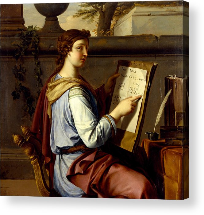 665x701 Allegory Of Arithmetic Acrylic Print By Laurent De La Hyre - Arithmetic Painting