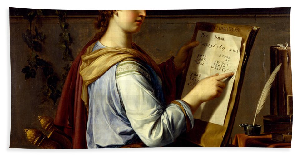 967x500 Allegory Of Arithmetic Hand Towel For Sale By Laurent De La Hyre - Arithmetic Painting