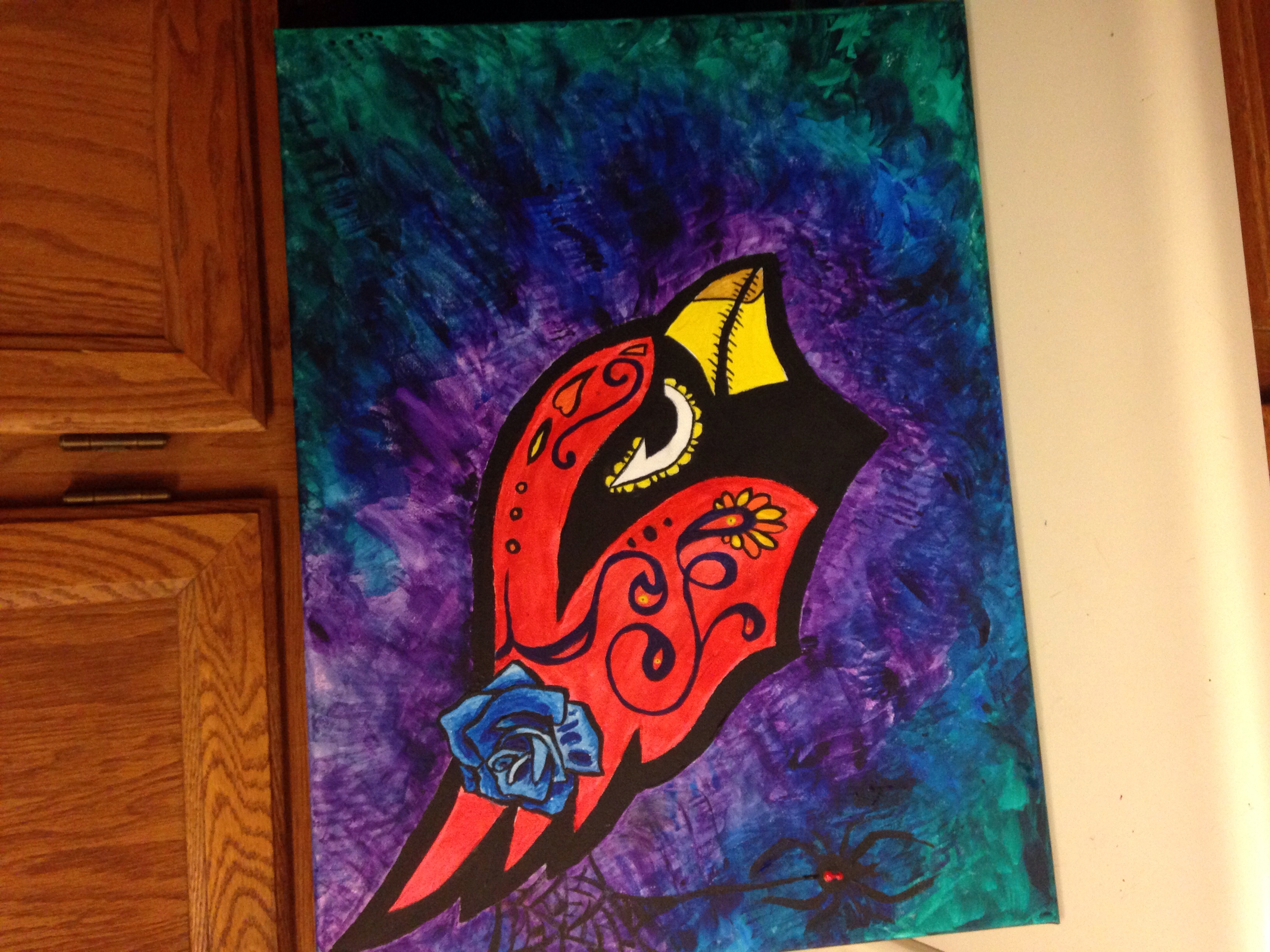 3264x2448 Day Of The Dead Arizona Cardinals Tribute Trubba The Artist - Arizona Cardinals Painting