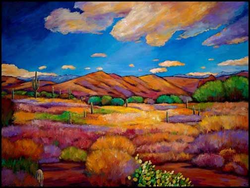 504x378 Resplendent Southwest. Saguaro Cactus Arizona Landscape Art Giclee - Arizona Landscape Painting