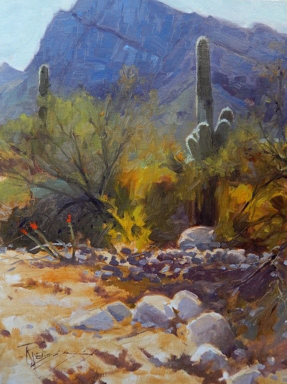 576x769 Tucson Territory Arizona Landscape Painting By Robin Weiss - Arizona Landscape Painting