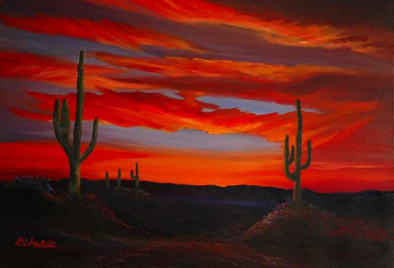 800x544 Arizona Sunset Painting By Tom Mcalpin - Arizona Painting