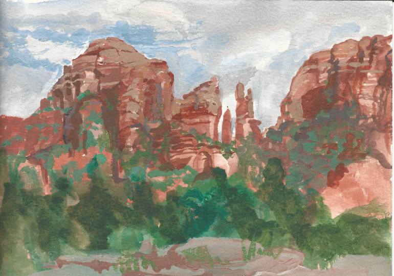 770x541 Saatchi Art Cathedral Rock, Sedona, Arizona Painting By Derys Lyttle - Arizona Painting