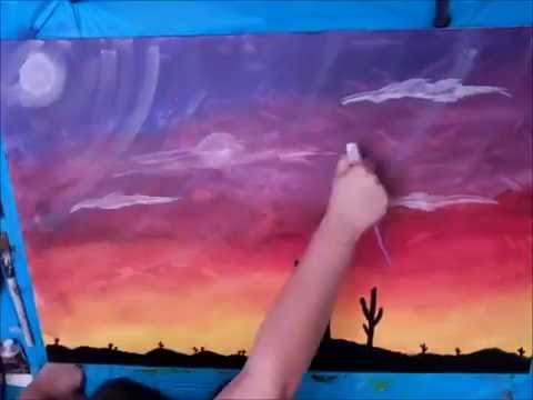 480x360 Arizona Sunset Acrylic Painting - Arizona Sunset Painting