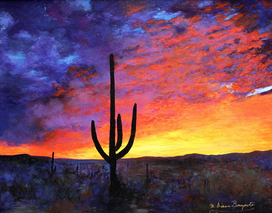 900x705 Desert Sunset Iii Painting - Arizona Sunset Painting