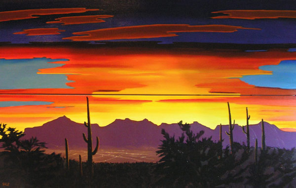 600x382 Fred Wackerle, Plein Air Painter Nature, Landscapes, Still Life - Arizona Sunset Painting