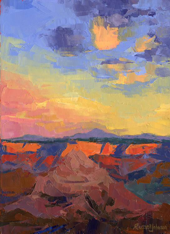 545x750 Monsoon Sunset From Point Royal Greeting Card By Russell Johnson - Arizona Sunset Painting