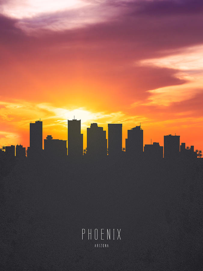 675x900 Phoenix Arizona Sunset Skyline 01 Painting By Aged Pixel - Arizona Sunset Painting