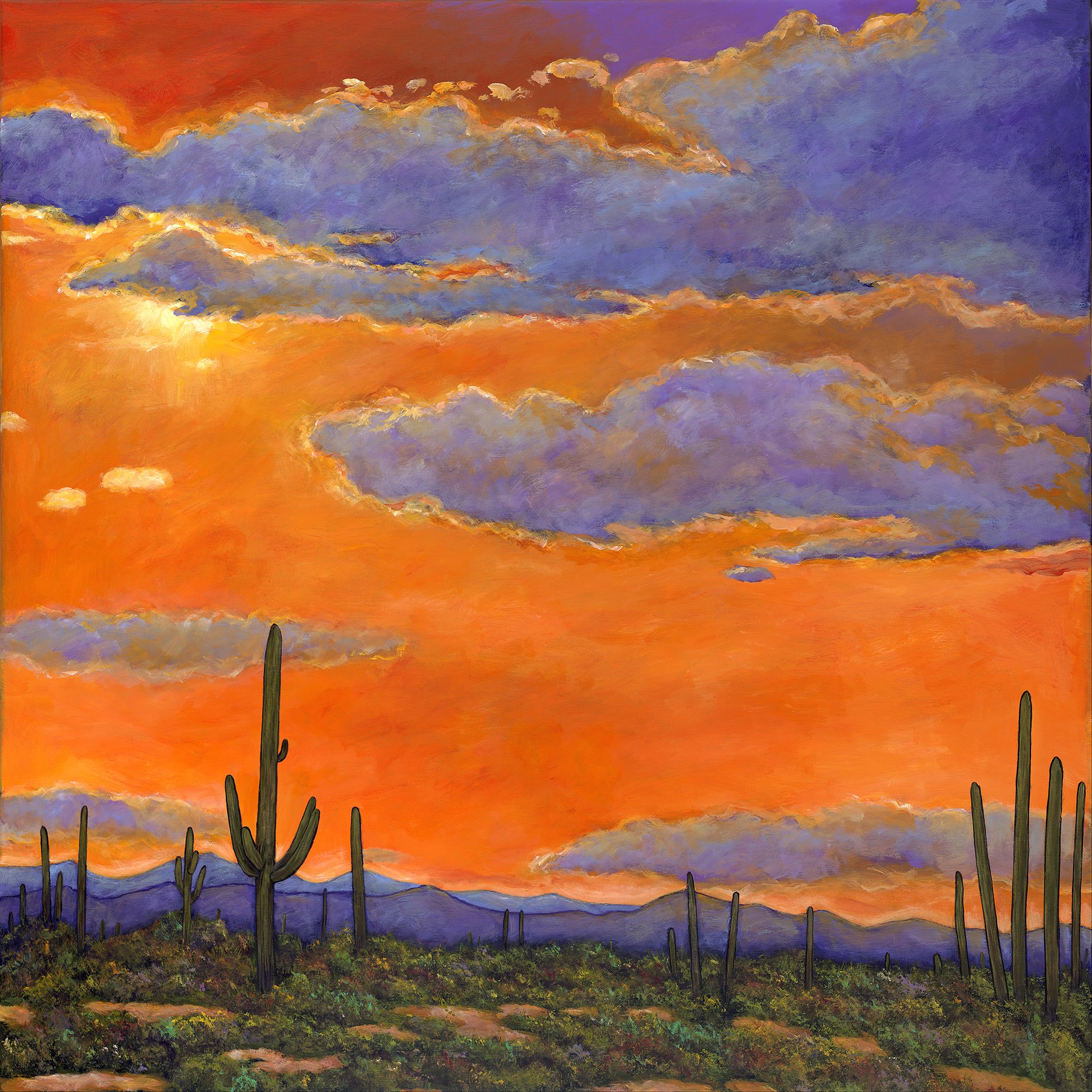 1900x1900 Saguaro Sunset - Arizona Sunset Painting