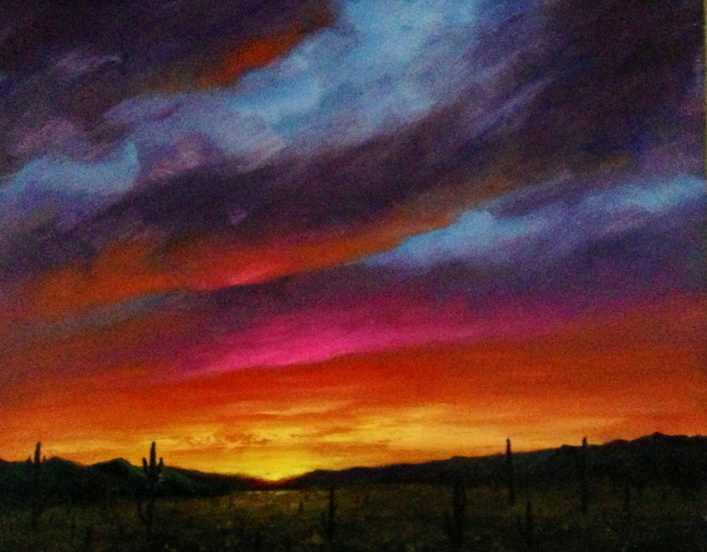1447x1130 Western Sunset Arizona Oil Painting - Arizona Sunset Painting