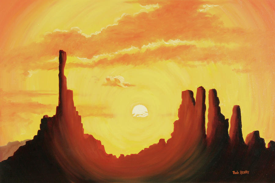 900x600 Arizona Sunset Painting By Bob Henry - Arizona Sunset Painting