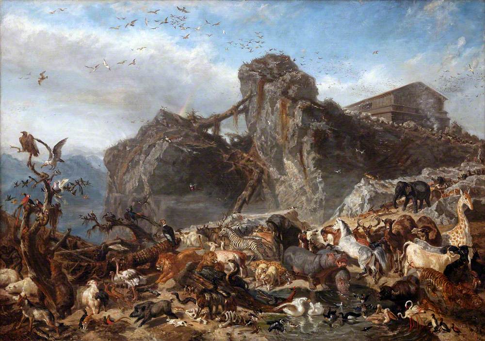 1000x705 The Animals Leaving The Ark, Mount Ararat Art Uk - Ark Painting Animals