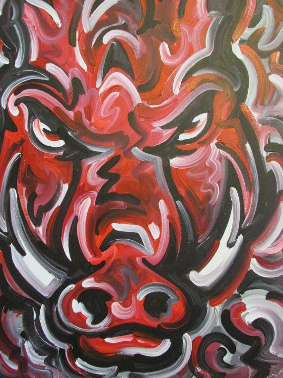 570x760 Officialy Licensed University Of Arkansas Painting By Justin - Arkansas Painting
