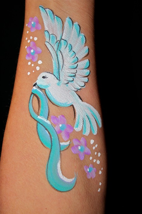 490x736 Dove Arm Or Cheek Design Denver Colorado Face And Body Art - Arm Painting