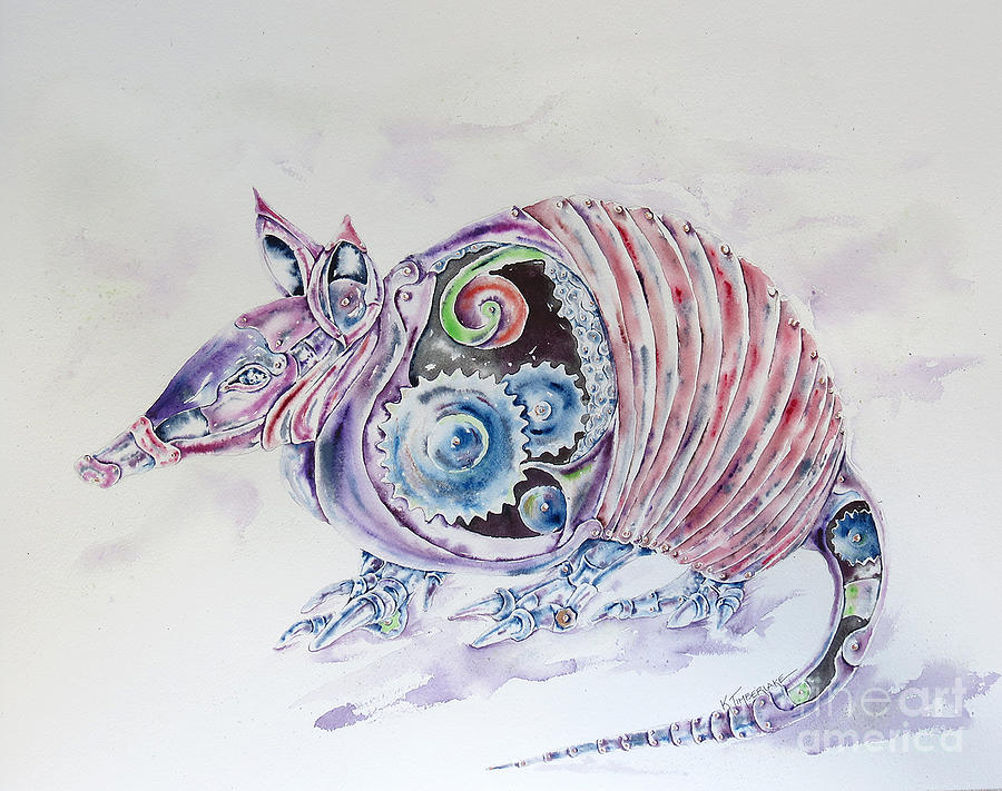 900x711 Mech Armadillo Painting By Krista Timberlake - Armadillo Painting