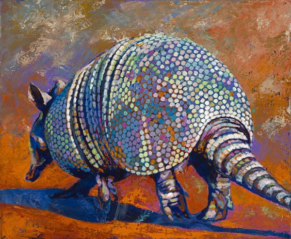 600x493 Orange Armadillo Canvas Giclee Print. Fine Animal Art - Armadillo Painting
