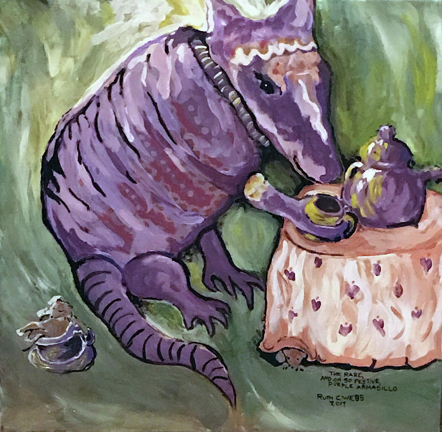 900x880 The Rare, And Oh So Festive, Purple Armadillo Painting By Ruth Webb - Armadillo Painting