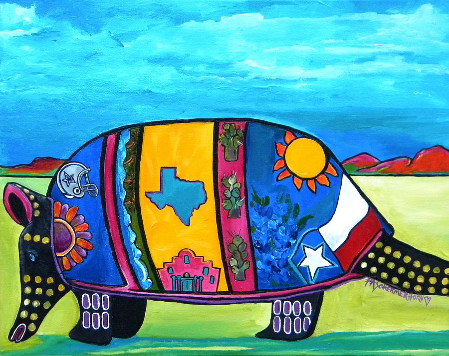900x714 The Texas Armadillo Painting By Patti Schermerhorn - Armadillo Painting