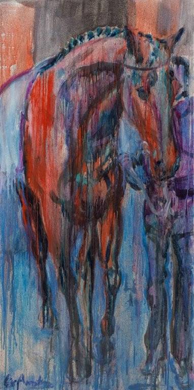 382x768 Rare Superb Elizabeth Armstrong Original Who's That Boy Horse - Armstrong Painting