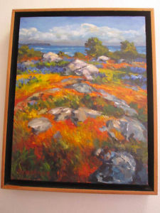 225x300 Signed Steven Armstrong Painting Stones And Camas Acrylic - Armstrong Painting