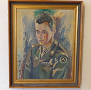 300x296 World War 2 Soldier Oil Painting, Signed H.blumenthal.1948.u.s - Army Painting