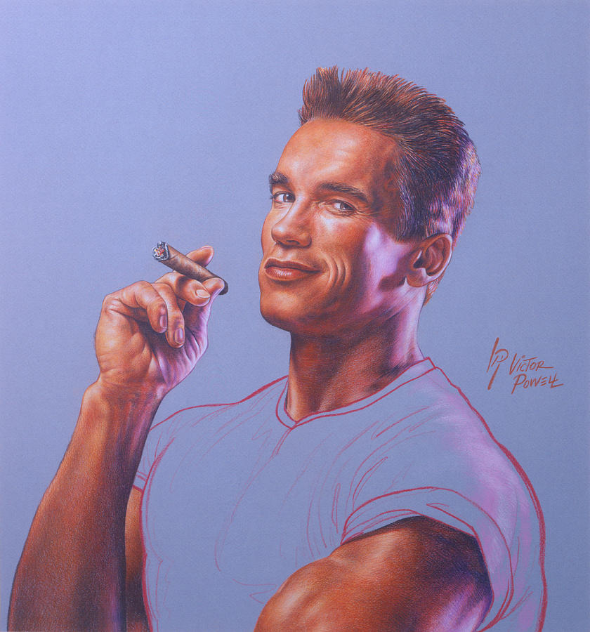 840x900 Arnold Schwarzenegger Portrait Drawing By Victor Powell - Arnold Schwarzenegger Painting
