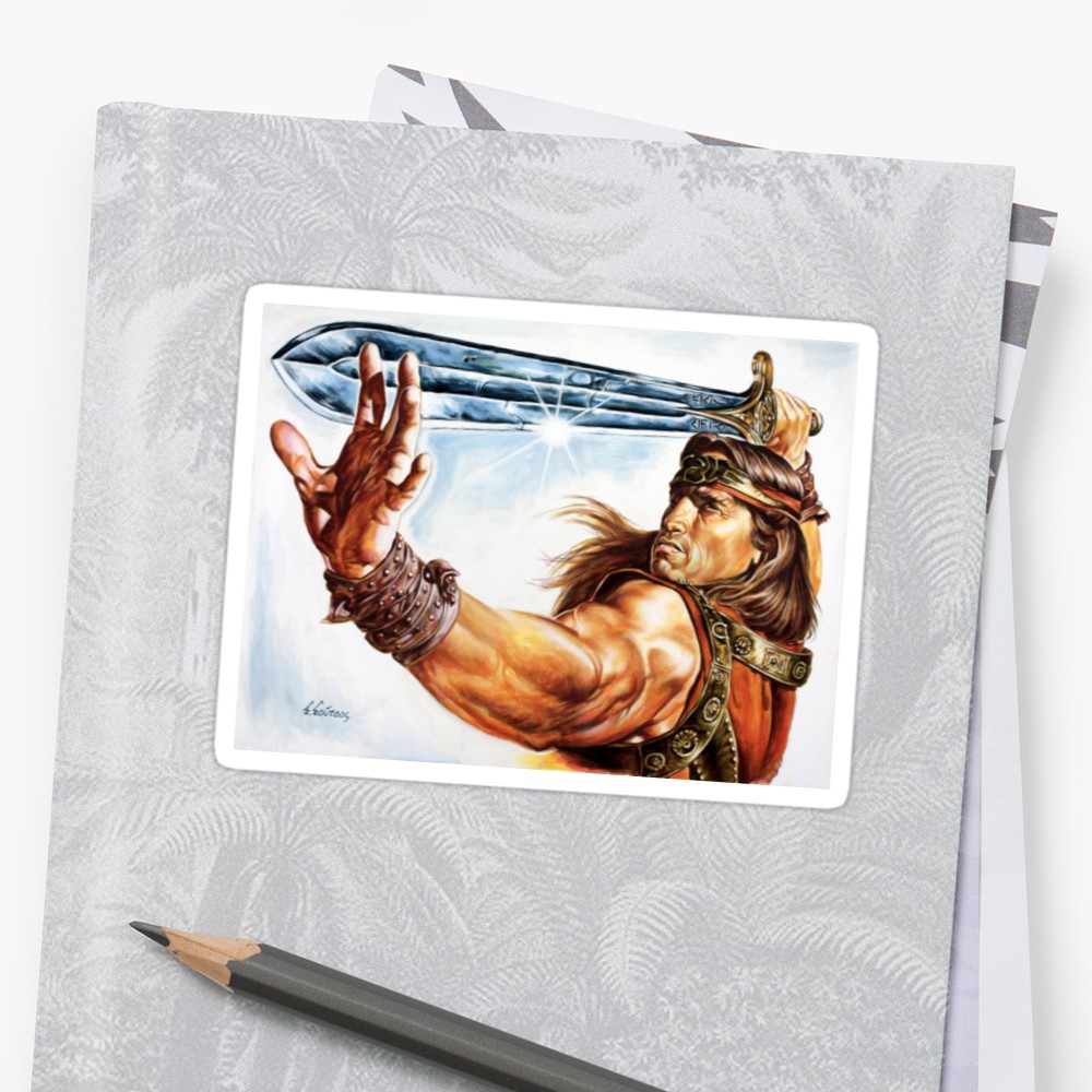 1000x1000 Conan The Barbarian Arnold Schwarzenegger Painting Stickers By - Arnold Schwarzenegger Painting