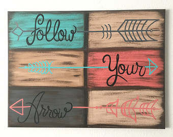 340x270 Follow Your Arrow Hand Painted 11 X 14 Hanging Canvas Wall Art - Arrow Canvas Painting