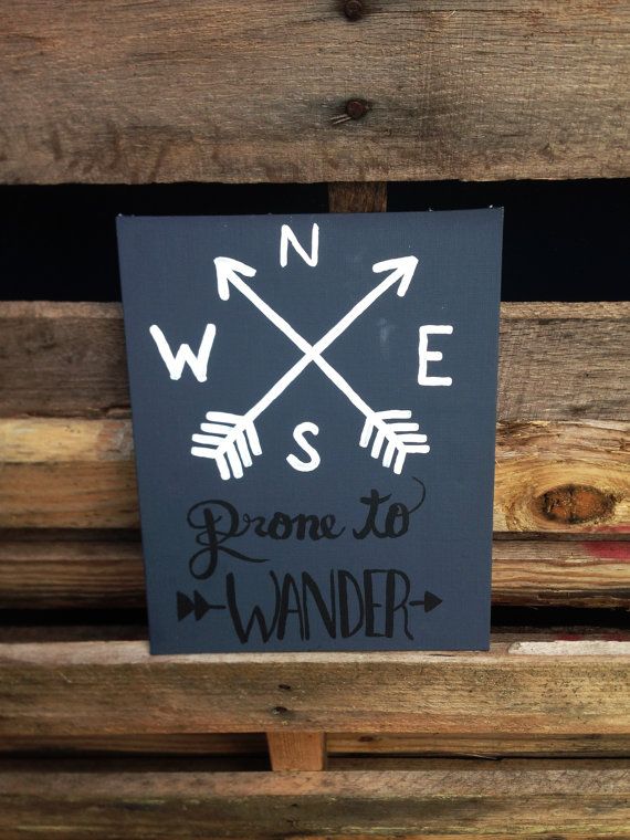 570x760 A Dark Grey Canvas Painting With White Arrow Compass And The Words - Arrow Canvas Painting