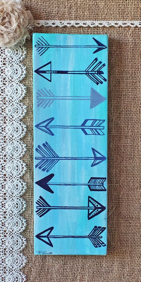 570x1142 Bohemian Arrows Painting On Canvas 12in X 4in Arrow Painting - Arrow Painting