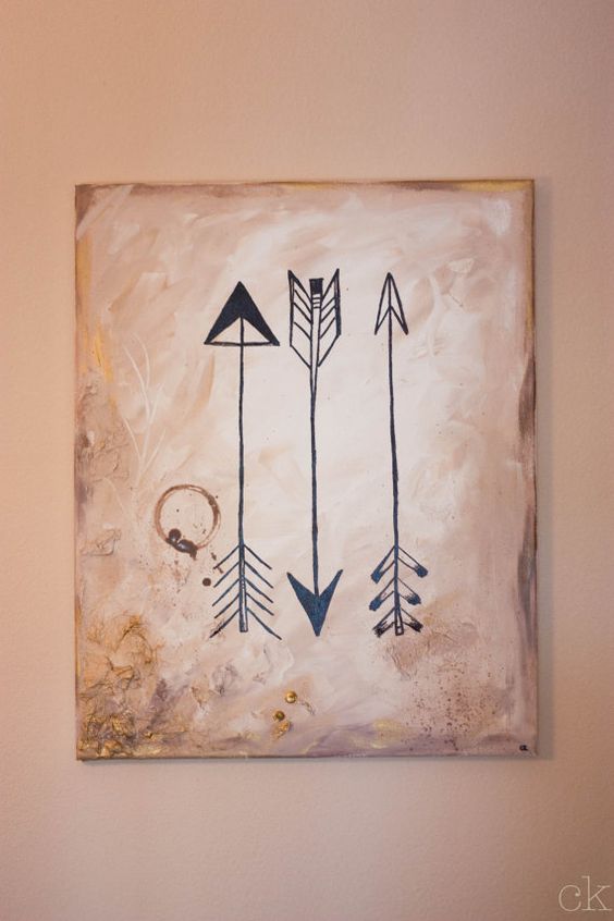 564x846 Arrow Paintings Gold And Beige Arrow Painting On Etsy Canvas - Arrow Painting