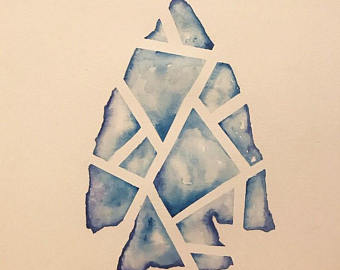 340x270 Blue Arrowhead Etsy - Arrowhead Painting
