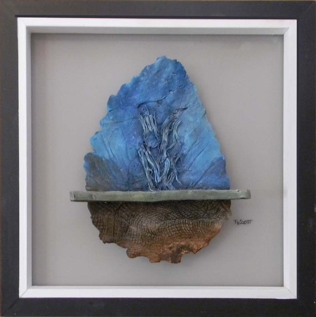 639x640 Timothy Scott Artwork Gold Crossbow And Blue Arrowhead Original - Arrowhead Painting