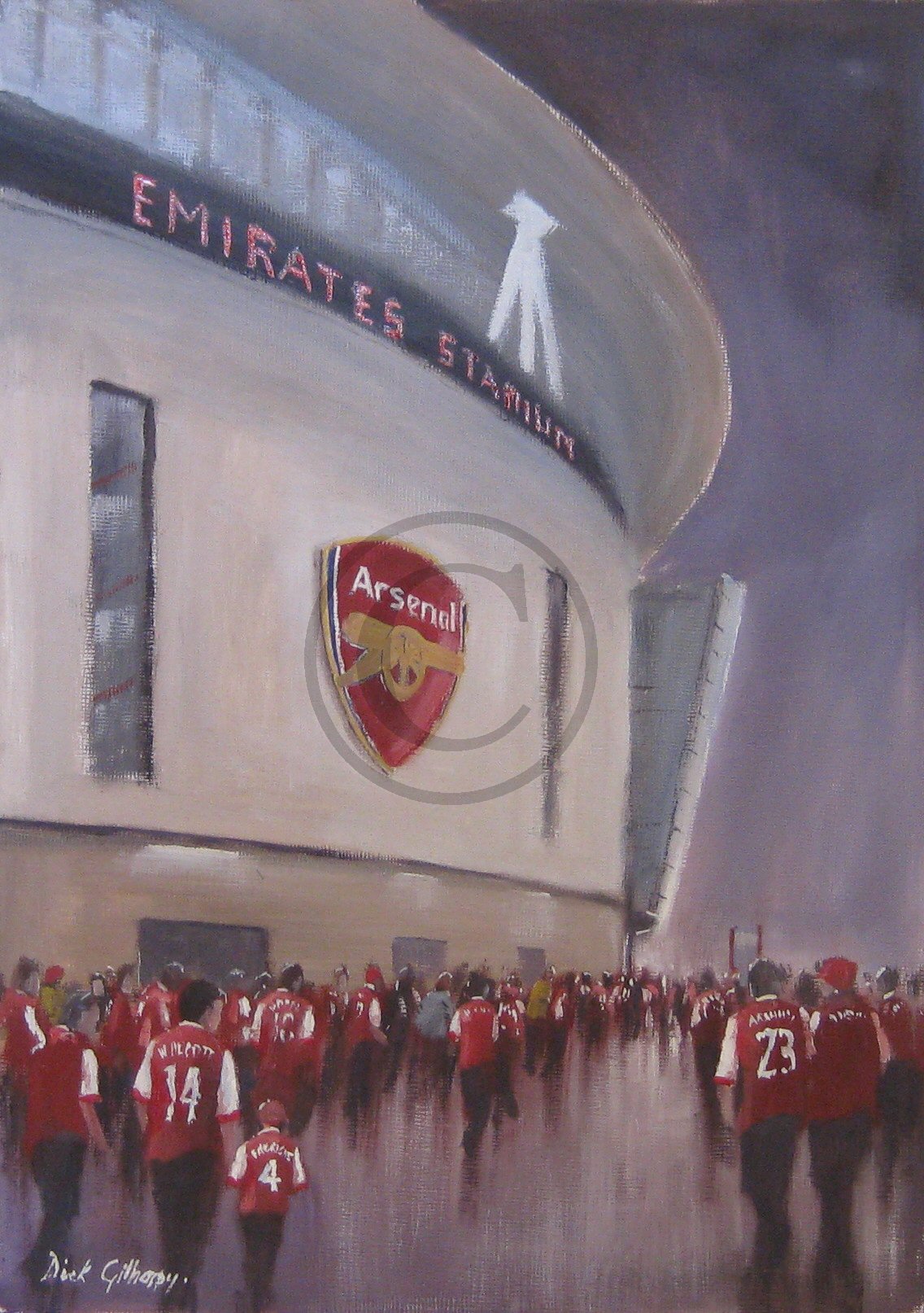 1136x1613 Homepage Dick Gilhespy Football Paintings, Prints And Cards - Arsenal Painting