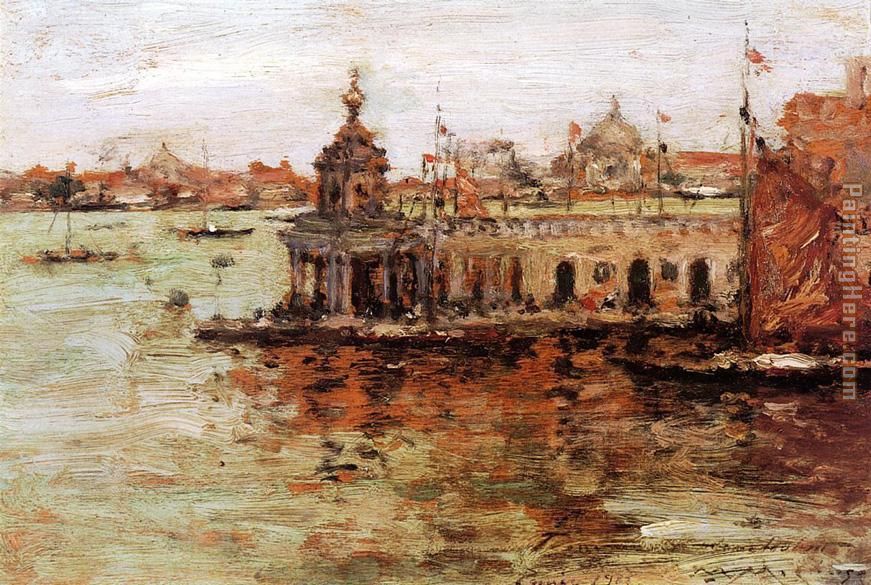 871x585 William Merritt Chase Venice View Of The Navy Arsenal Painting - Arsenal Painting